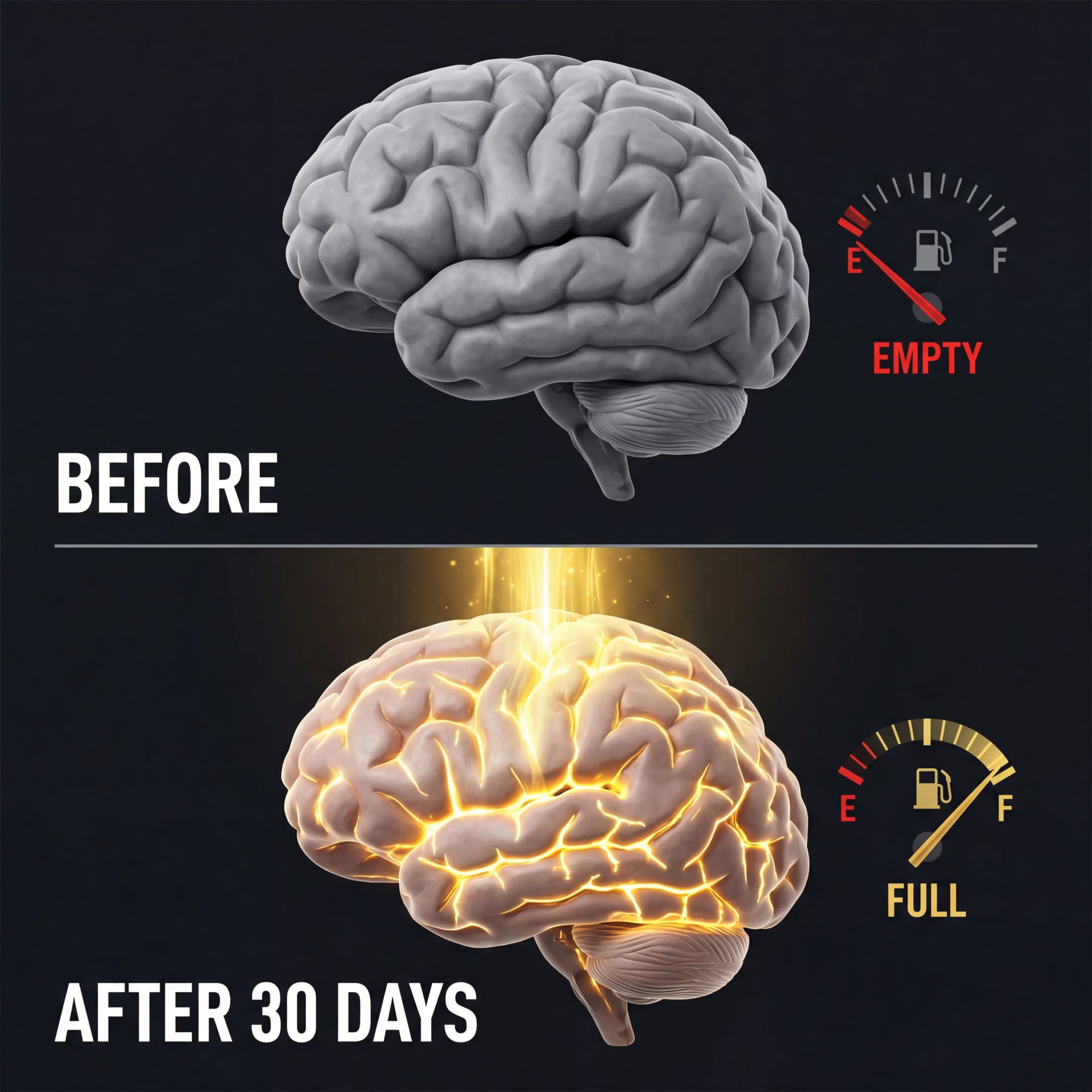 Porównanie poziomów NAD+ w mózgu — niski vs wysoki